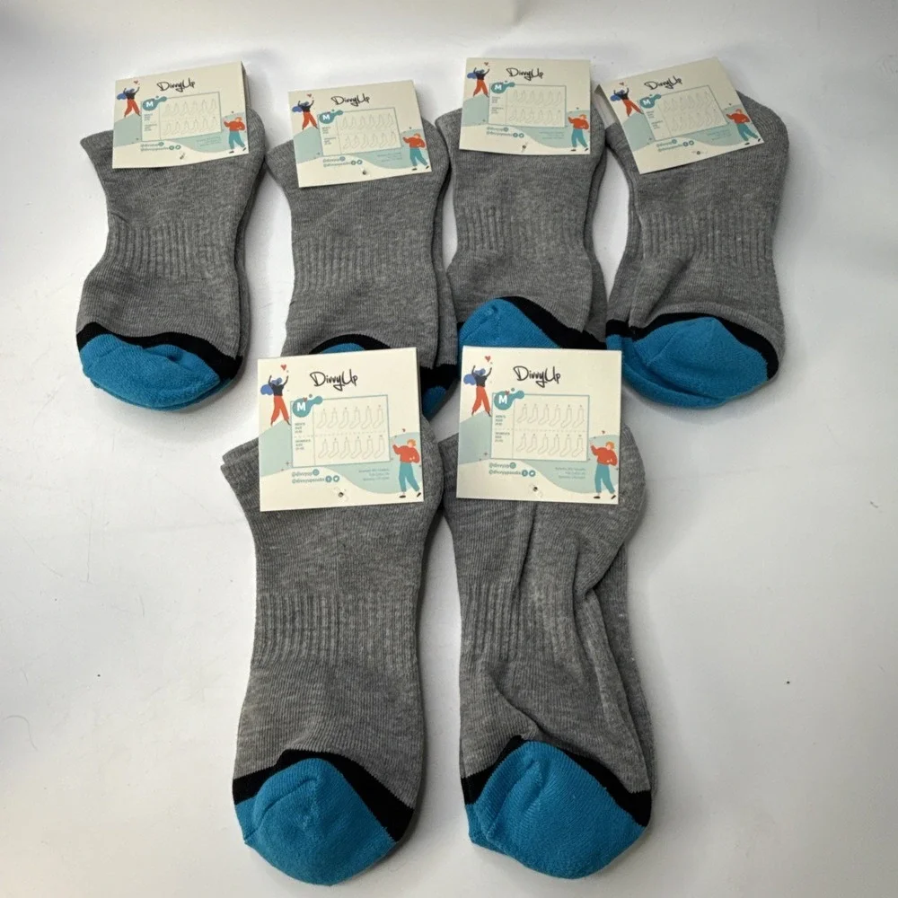 Divvy Up No show socks size M Womens 5-10 Mens 4-9 New  6 pairs Gray and Blue